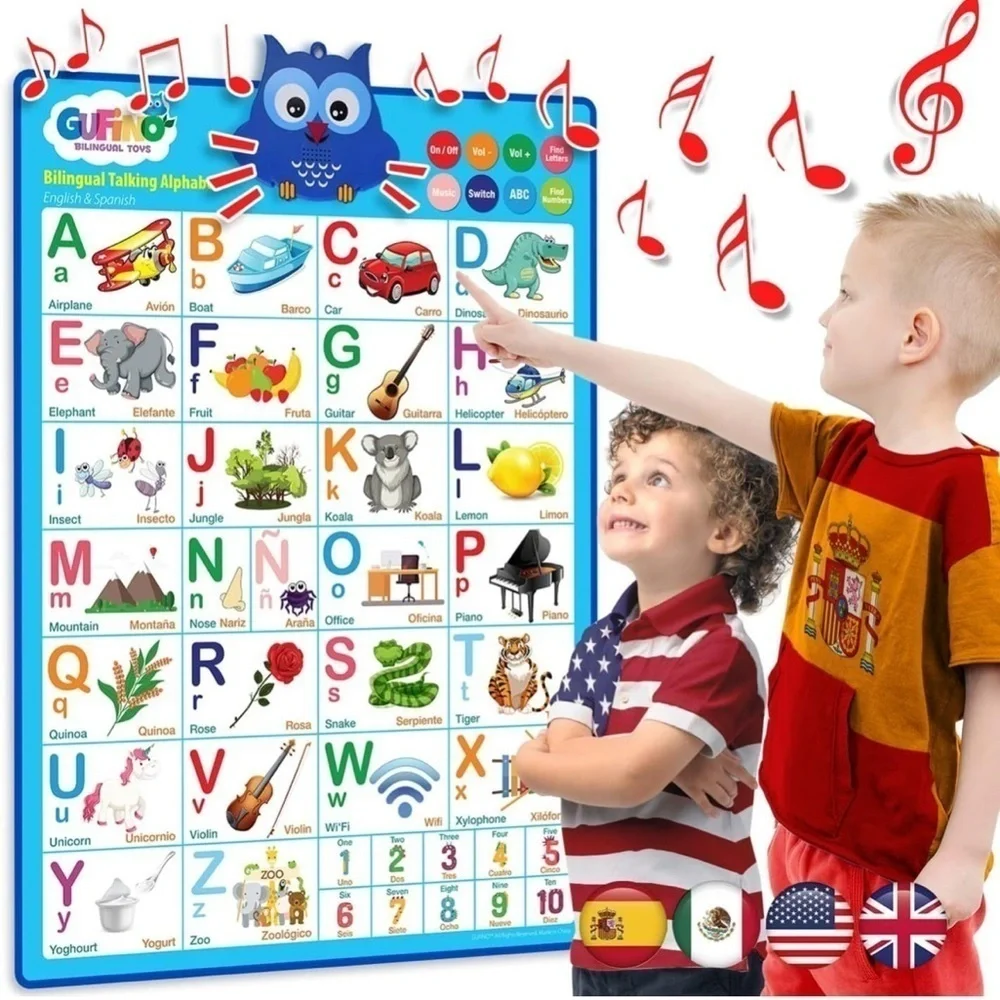 Brand New Bilingual Talking Alphabet 1st 100 Words Spanish English Learning Toys